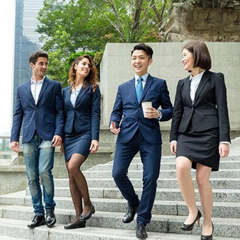 business people on steps